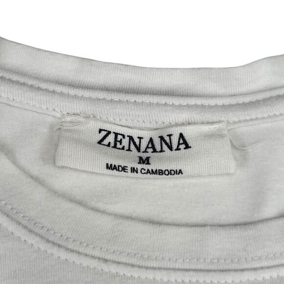 Zenana Medium Plain White Tee Everday Classic Casual Long Sleeve Crew Neck Top - Picture 7 of 9
